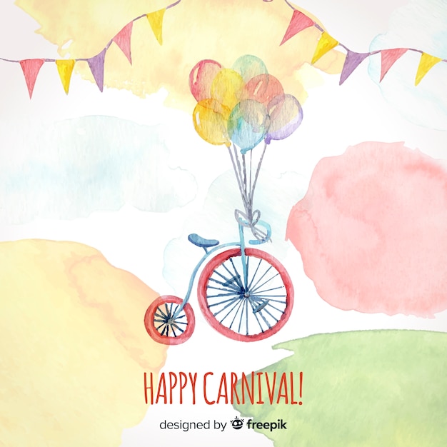 Fundo de carnaval de bicicleta em aquarela