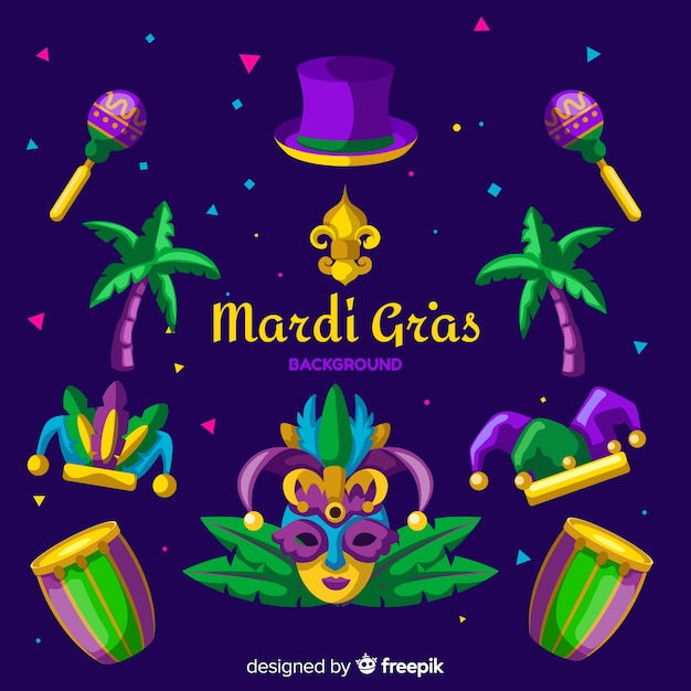 Fundo de carnaval plano mardi gras