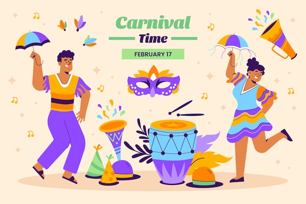 Vetor grátis fundo de carnaval plano