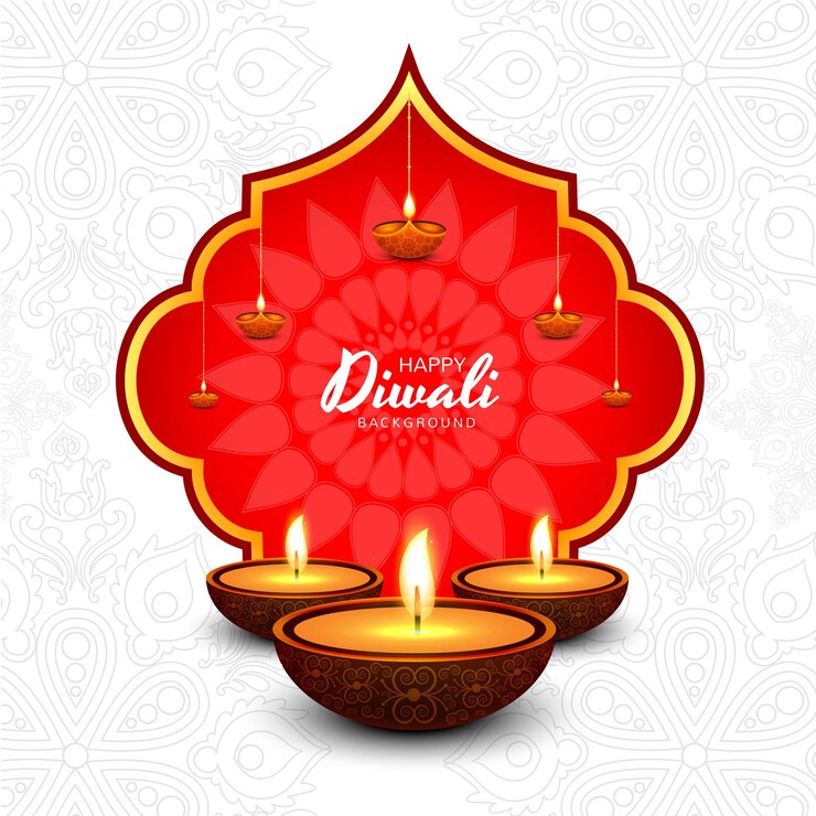 Vetor grátis fundo de cartão de celebração do festival de diwali lâmpada de óleo decorativa