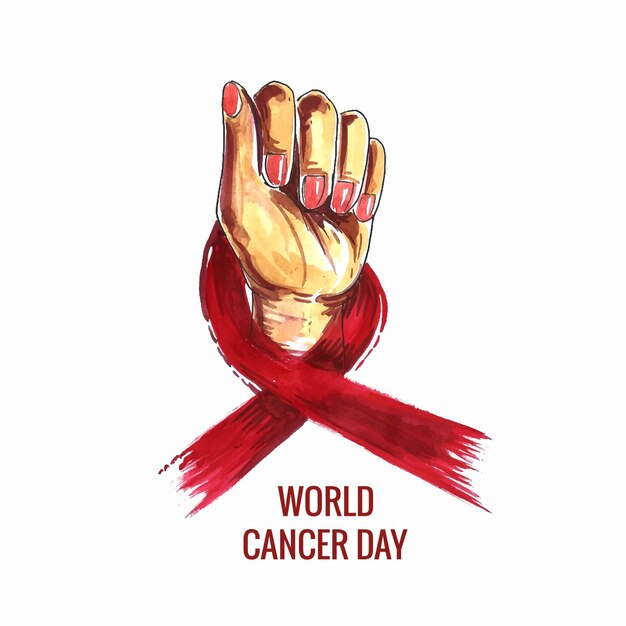 Fundo de cartão de fita de conscientização do dia mundial do câncer