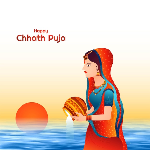 Vetor grátis fundo de cartão do festival chhath puja feliz inovador