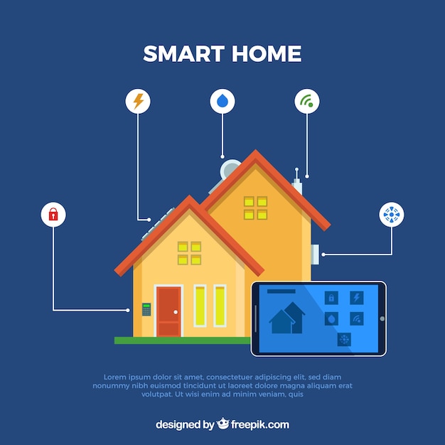 Fundo de casa inteligente com controle de smarthphone