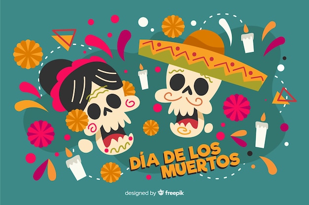 Fundo de casal de caveira dia de muertos