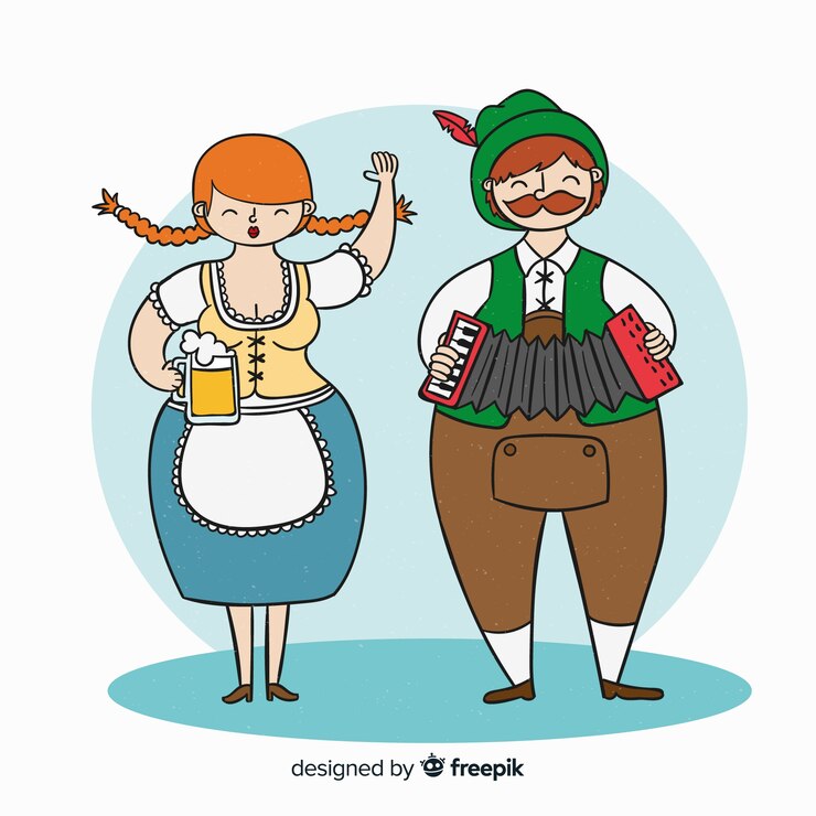 Vetor grátis fundo de casal oktoberfest