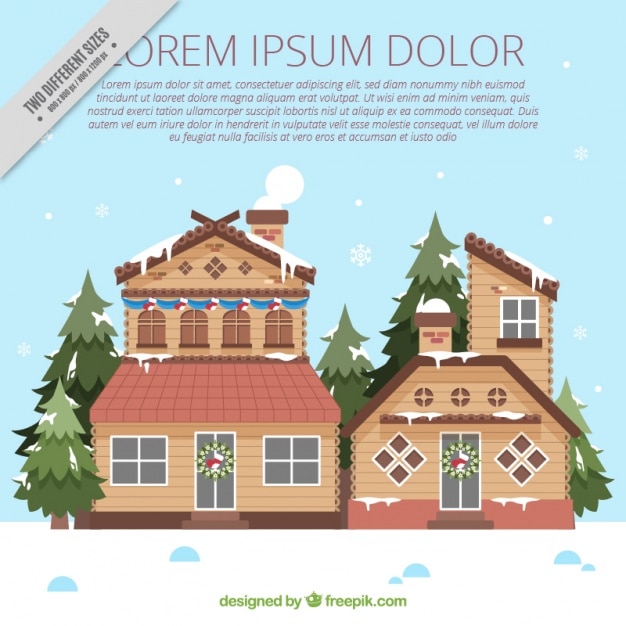 Vetor grátis fundo de casas de madeira muito no design plano