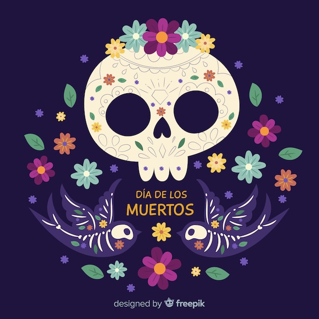 Vetor grátis fundo de caveira dia de muertos