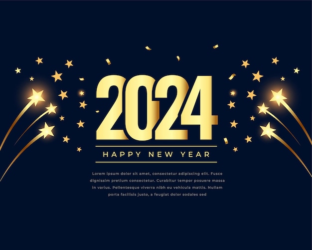 Vetor grátis fundo de celebração de ano novo de 2024 com estrela estourando