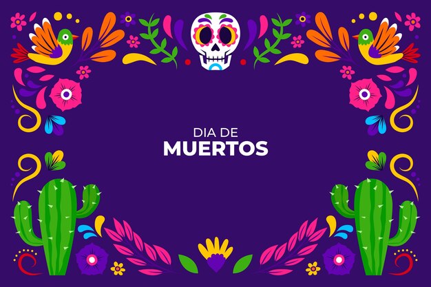 Fundo de celebração de dia de muertos desenhado à mão