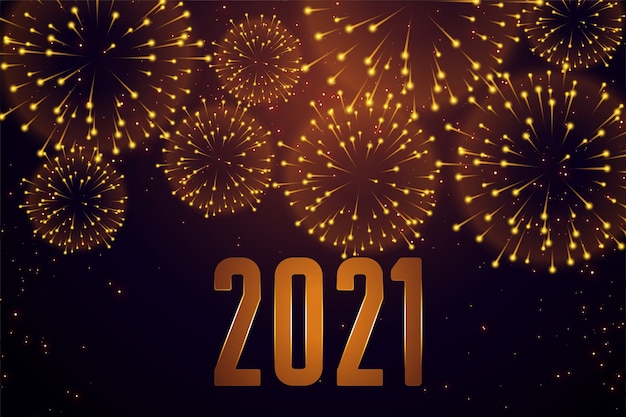 Fundo de celebração de fogos de artifício de feliz ano novo de 2021