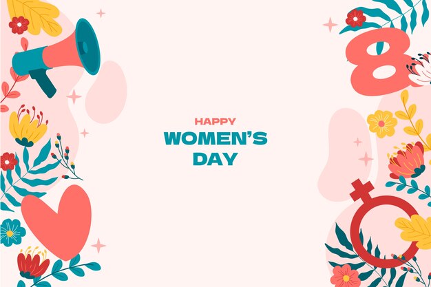Fundo de celebração do dia da mulher desenhada de mão
