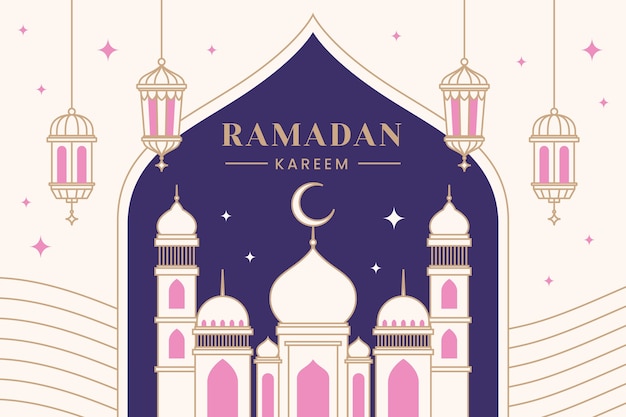 Vetor grátis fundo de celebração do ramadã desenhado à mão