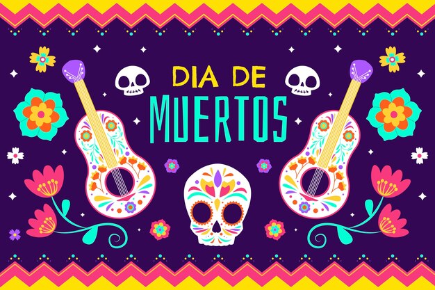 Fundo de celebração plano dia de muertos
