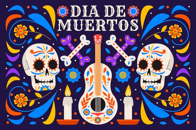 Fundo de celebração plano dia de muertos