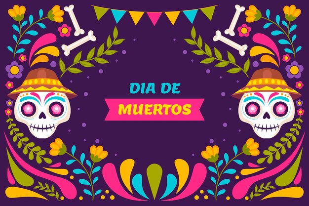 Fundo de celebração plano dia de muertos