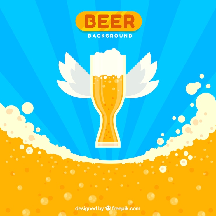 Vetor grátis fundo de cerveja com vidro com asas