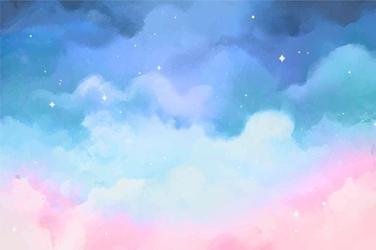 Vetor grátis fundo de céu colorido a mão em aquarela pastel