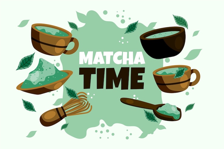 Vetor grátis fundo de chá matcha mão desenhada