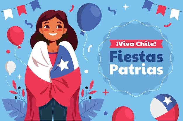 Vetor grátis fundo de chile de pátrias de festas planas