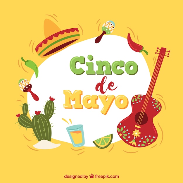 Fundo de cinco de mayo com elementos tradicionais