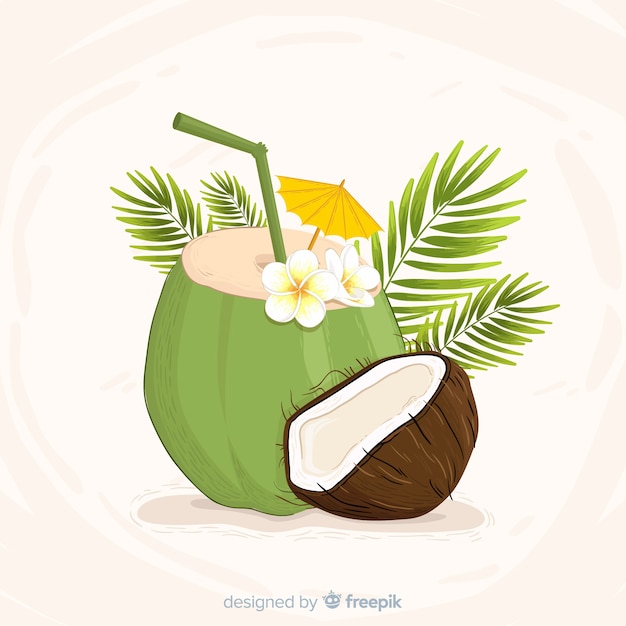 Modelo De Verão Com Praia, Árvore De Palma, Bola, Água De Coco, Cadeira.  Ilustração Vetorial. Royalty Free SVG, Cliparts, Vetores, e Ilustrações  Stock. Image 74063563