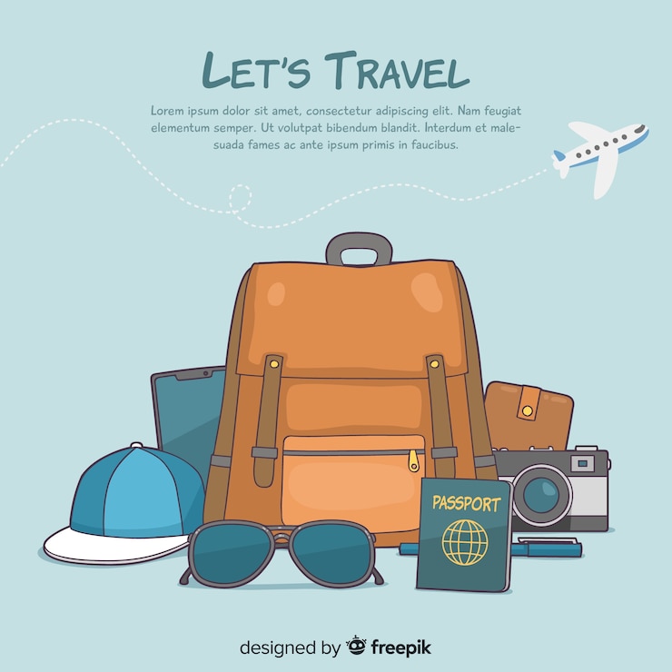 Vetor grátis fundo de coisas de viagens de mão desenhada