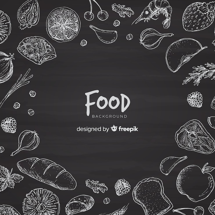 Vetor grátis fundo de comida de quadro-negro