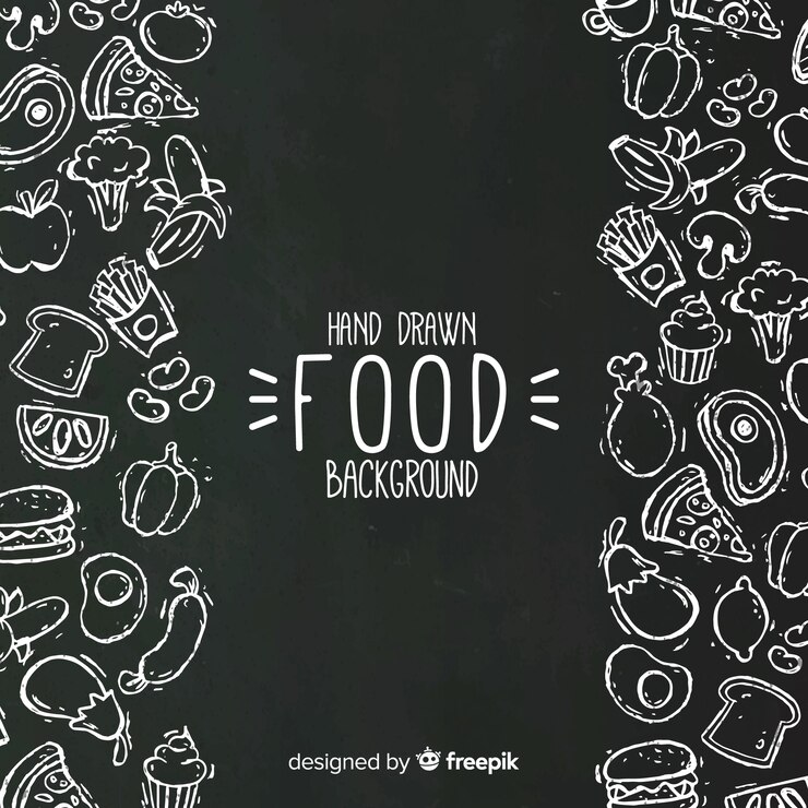 Vetor grátis fundo de comida de quadro-negro