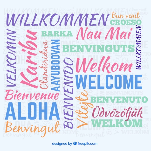Fundo de composição de boas-vindas em idiomas diferentes