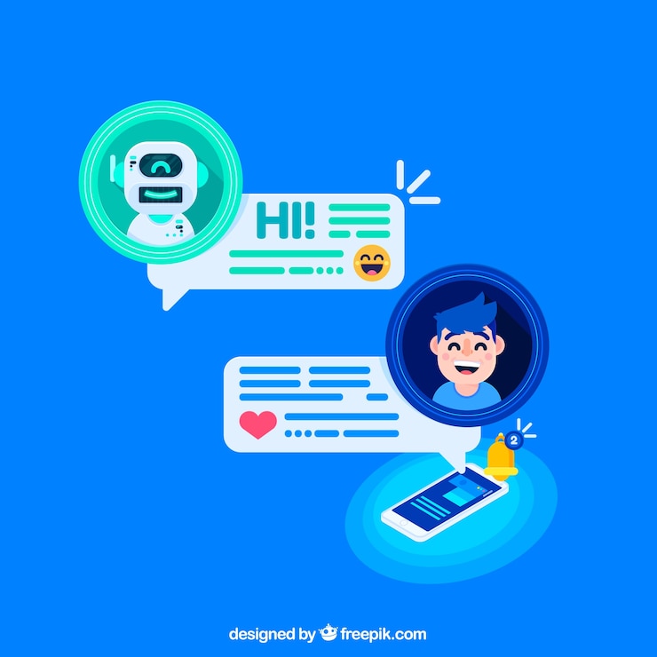 Vetor grátis fundo de conceito chatbot com dispositivo móvel