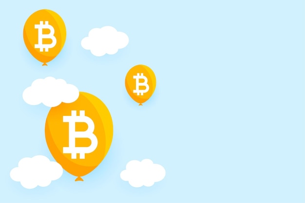 Fundo de conceito de bolha de balão bitcoin plano