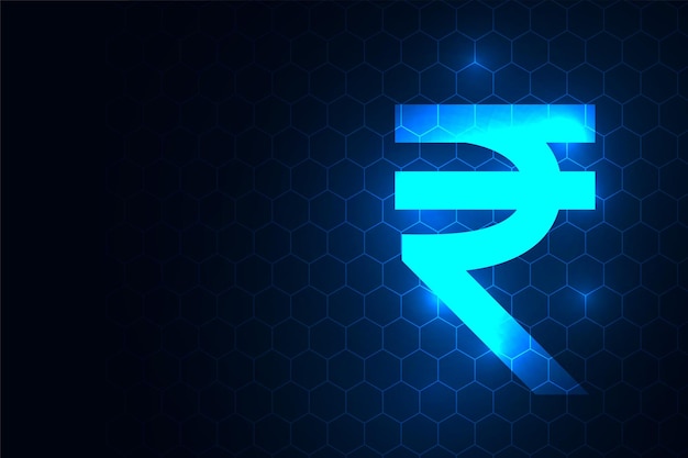 Fundo de conceito futurista de rupia indiana digital brilhante