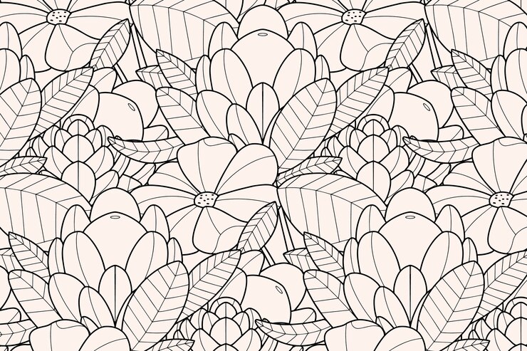 Vetor grátis fundo de contorno floral desenhado à mão