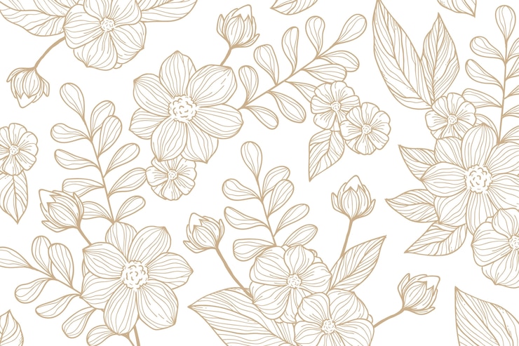 Vetor grátis fundo de contorno floral desenhado à mão
