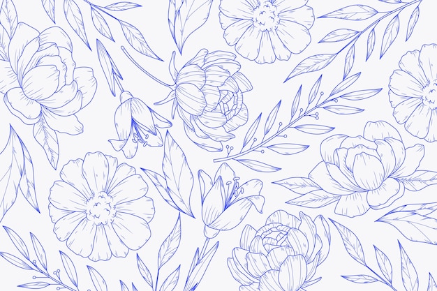 Fundo de contorno floral desenhado à mão