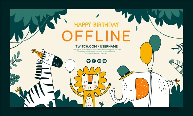 Fundo de contração da festa de aniversário da selva de design plano