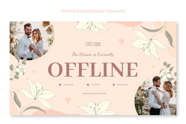 Fundo de contração de planejador de casamento floral desenhado à mão