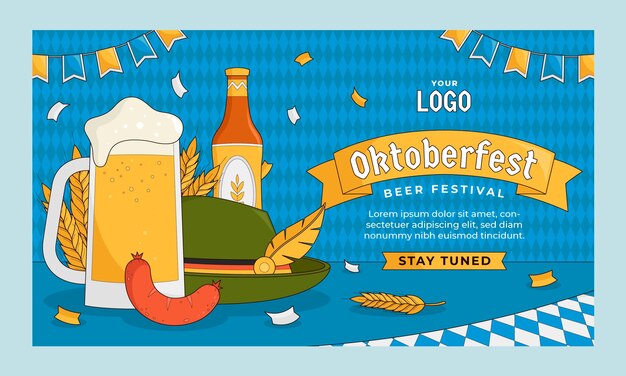 Fundo de contração desenhado à mão para a celebração do festival de cerveja oktoberfest