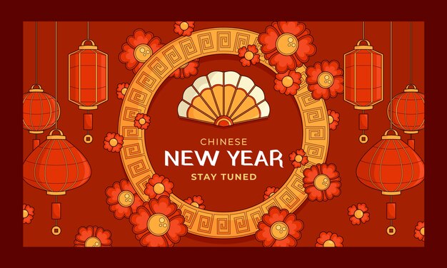 Fundo de contração desenhado à mão para o festival do ano novo chinês