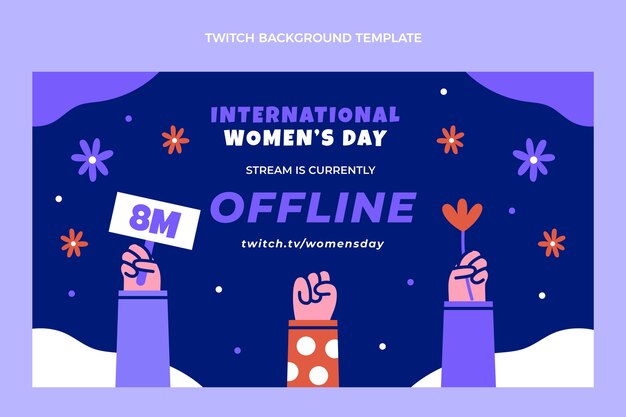 Fundo de contração do dia internacional da mulher plana