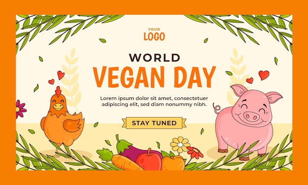 Vetor grátis fundo de contração do dia mundial do vegano