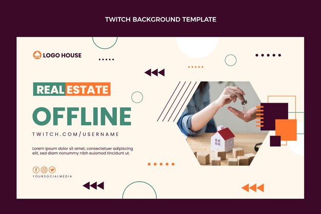 Fundo de contração imobiliária geométrica de design plano