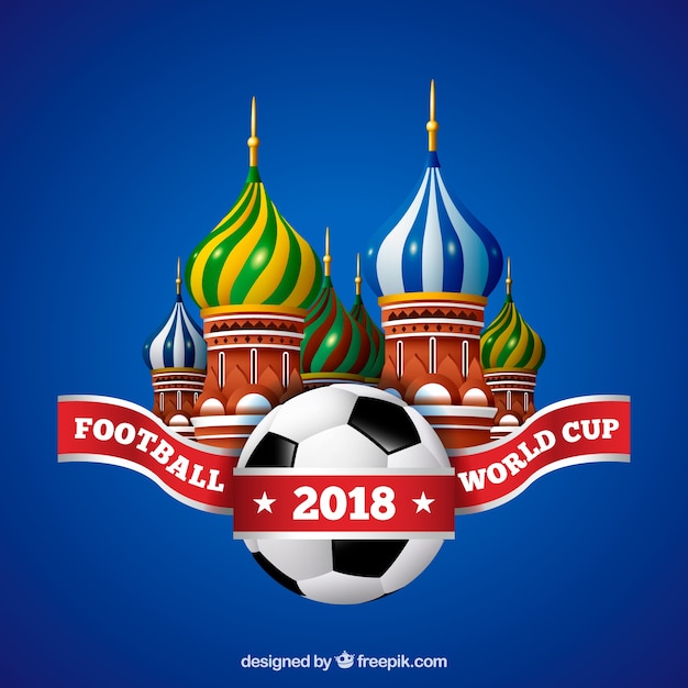 Vetor grátis fundo de copa do mundo de futebol com bola em estilo realista