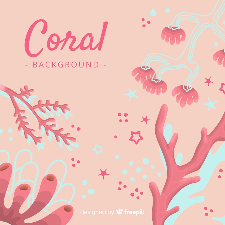Vetor grátis fundo de coral desenhado de mão
