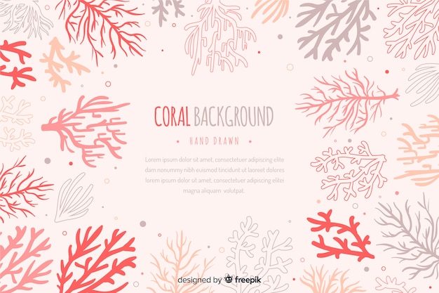 Vetor grátis fundo de coral desenhado de mão