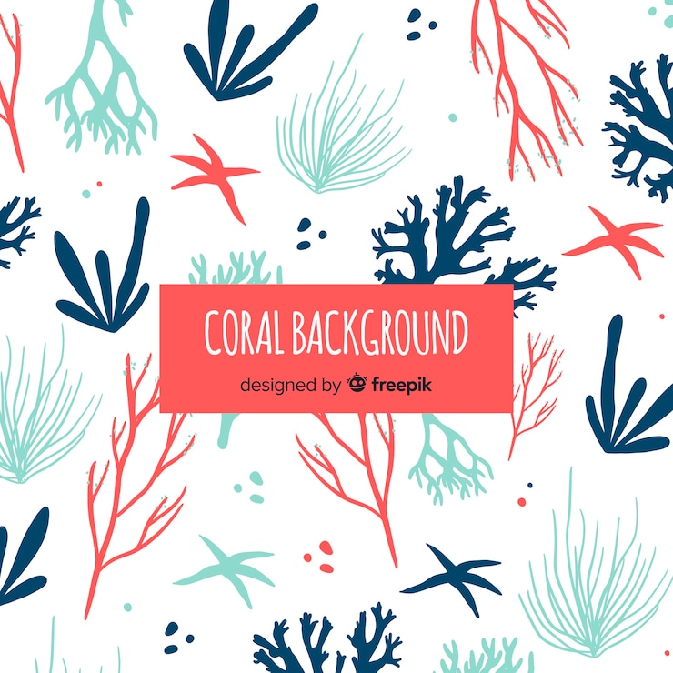 Vetor grátis fundo de coral desenhado de mão