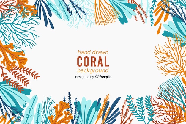 Vetor grátis fundo de coral desenhado de mão
