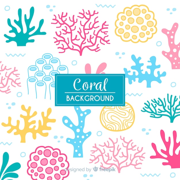 Fundo de coral desenhado de mão