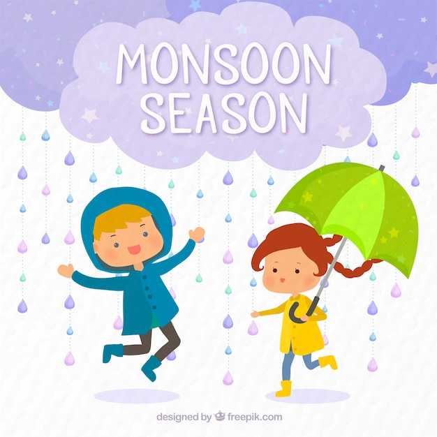 fundo de crianças brincando na chuva