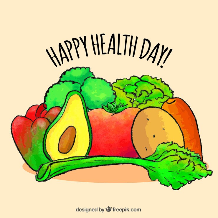 Vetor grátis fundo de deliciosos legumes e frutas desenhados mão aquarela